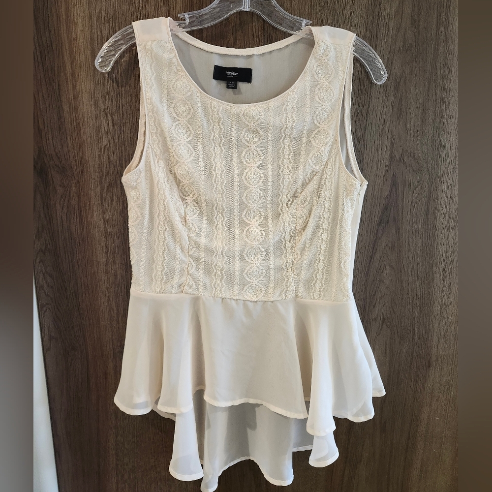 Y2K Vintage Mossimo Supply Co. Boho Whimsigoth Ivory Lace Peplum Blouse